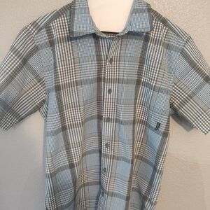 Patagonia Light Blue and Gray Checkered Shirt